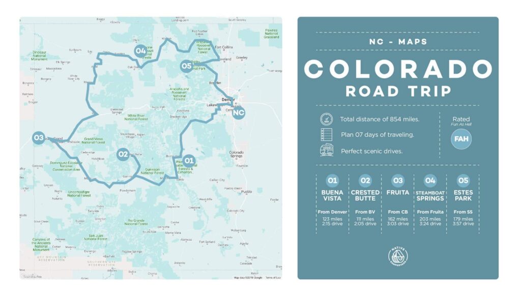 Colorado road trip map