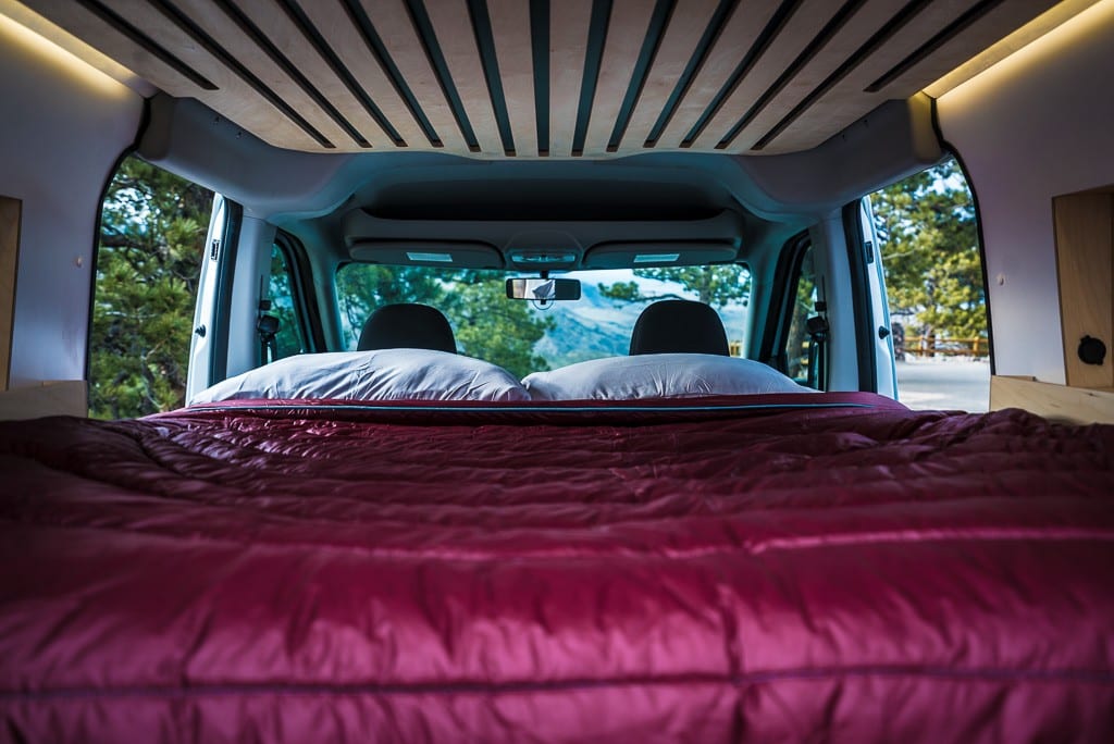 Smalls van rental for camping bed