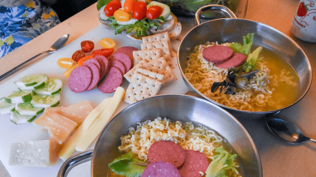 Campervan meal cooking