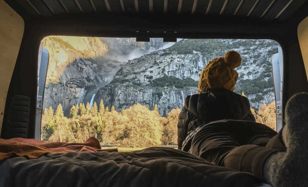 Inside a campervan