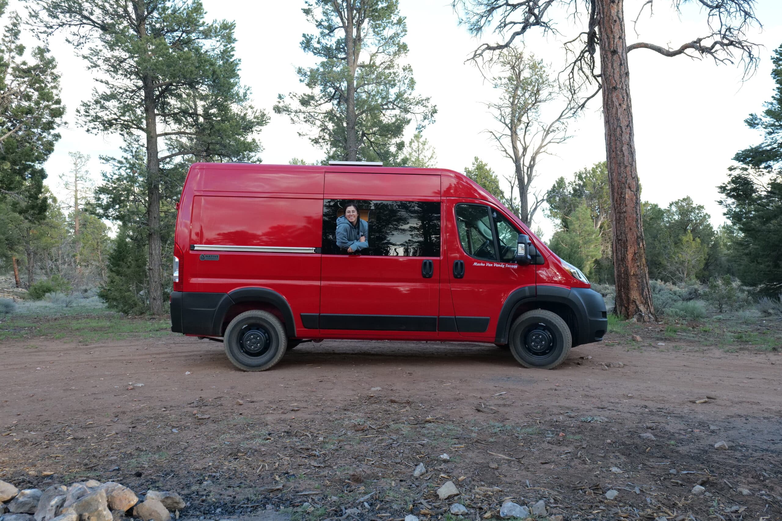 Campervan parked in an Arizona campsite